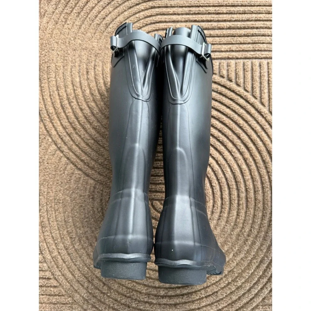Hunter Original Tall Matte Black Waterproof Womens 7 Buckle Rubber Rain Boots